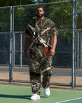 Big & Tall Graffiti T-Shirt Pants Set for big men view 1