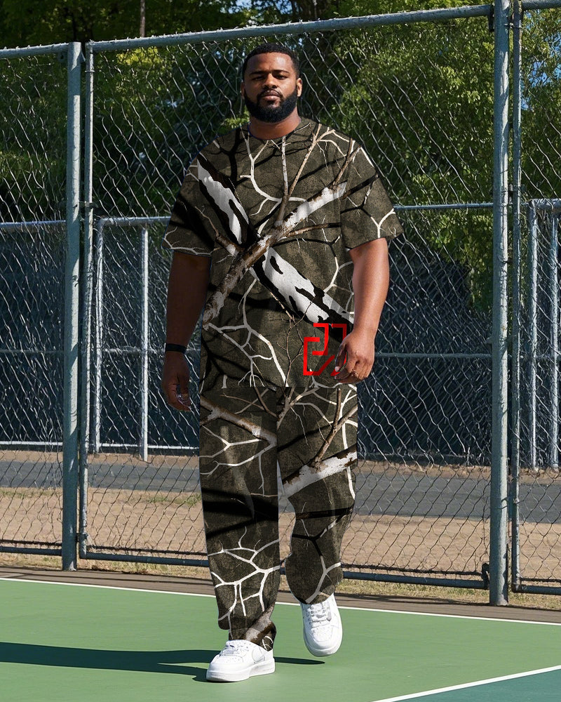 Big & Tall Graffiti T-Shirt Pants Set for big men view 1