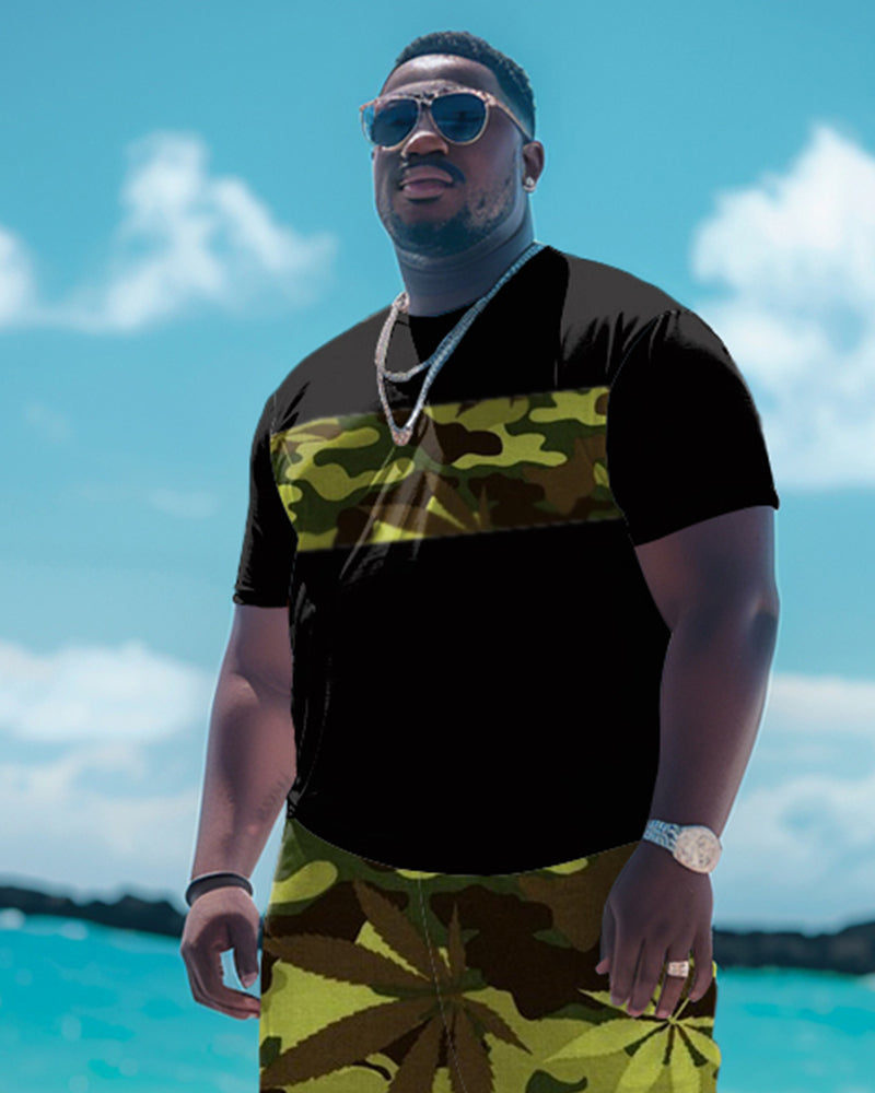 Big & Tall Camouflage T-Shirt Pants Set for big men view 2