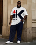 Big & Tall Geometric Graphic T-Shirt Pants Set for big men view 1