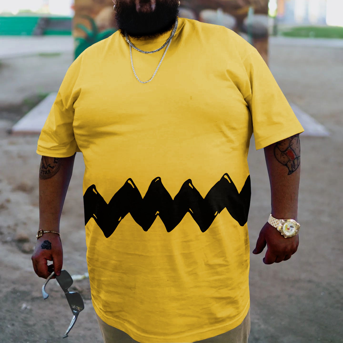 Big & Tall Yellow Graffiti Athletic T-Shirt for big men