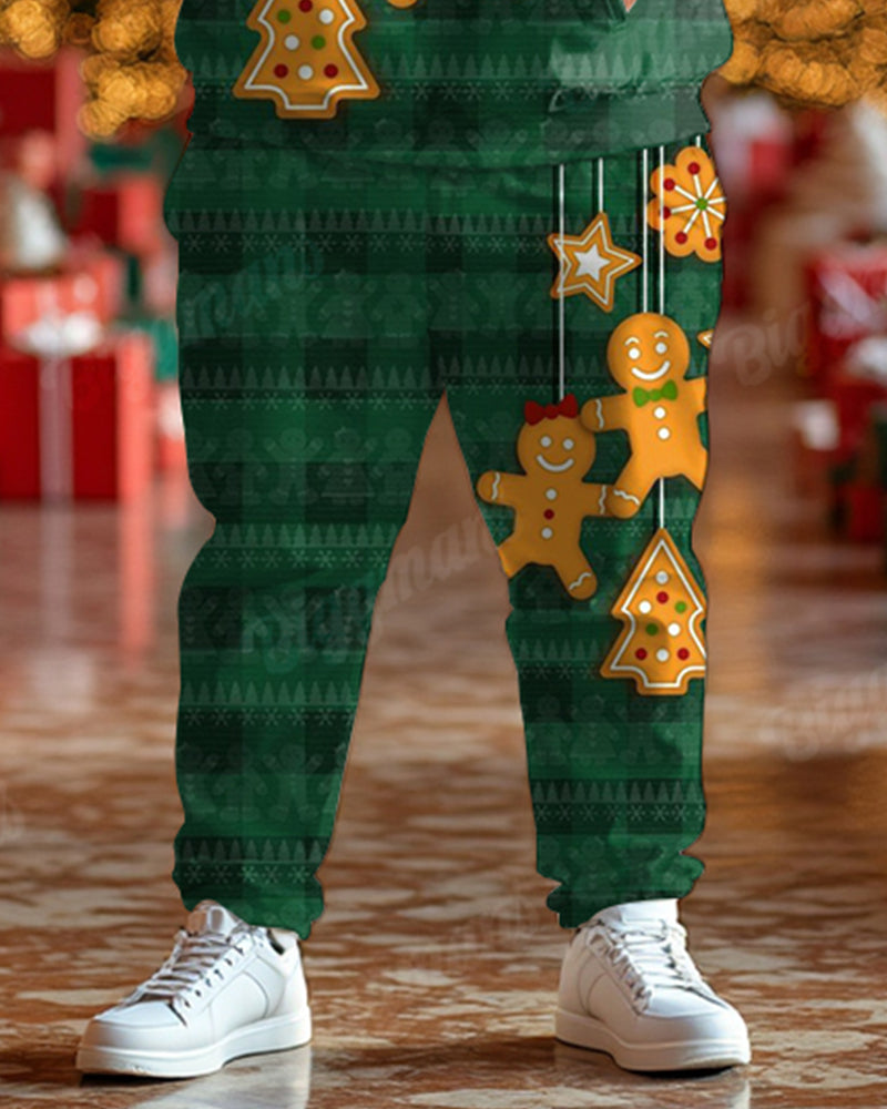 Big & Tall Green Striped Hoodie Sweatpants Set for big men view 3