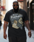Big & Tall Black Graphic T-Shirt Shorts Set for big men