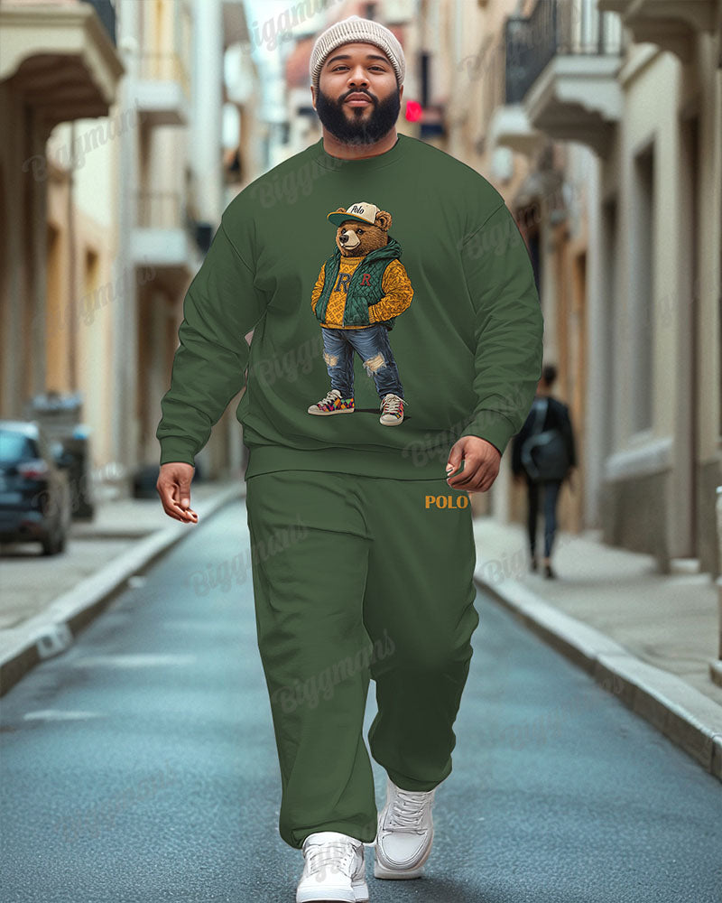 Big & Tall Green Graphic Graffiti Two-piece Set for big men view 1