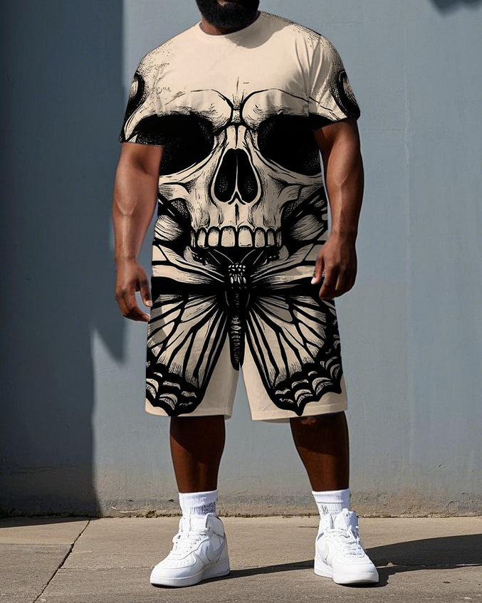 Big & Tall Graphic Skull T-Shirt Shorts Set for big men view 1