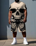 Big & Tall Graphic Skull T-Shirt Shorts Set for big men view 1