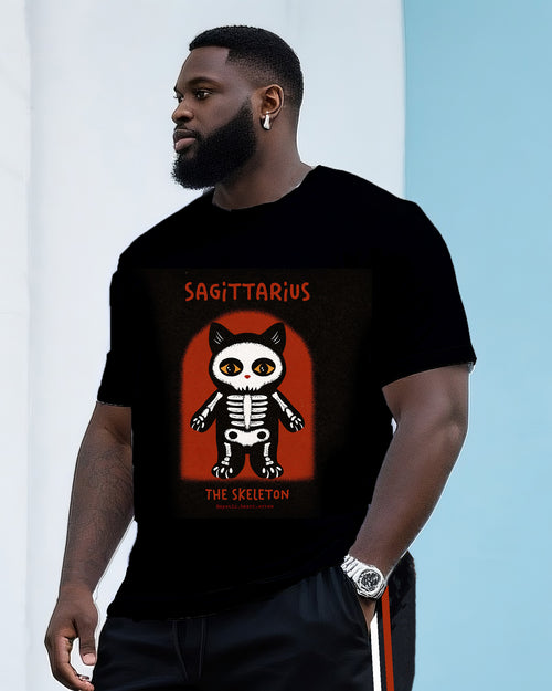 Big & Tall Streetwear Skull T-Shirt Shorts Set for big men view 2