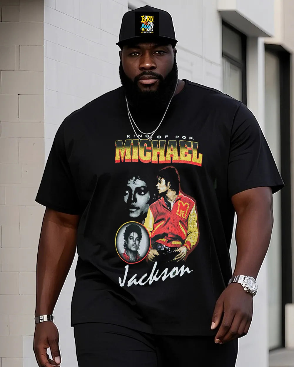 Big & Tall Graphic Streetwear Two-piece Set for big men view 1