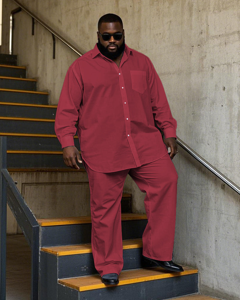Big & Tall Solid Color T-Shirt Pants Set for big men view 4