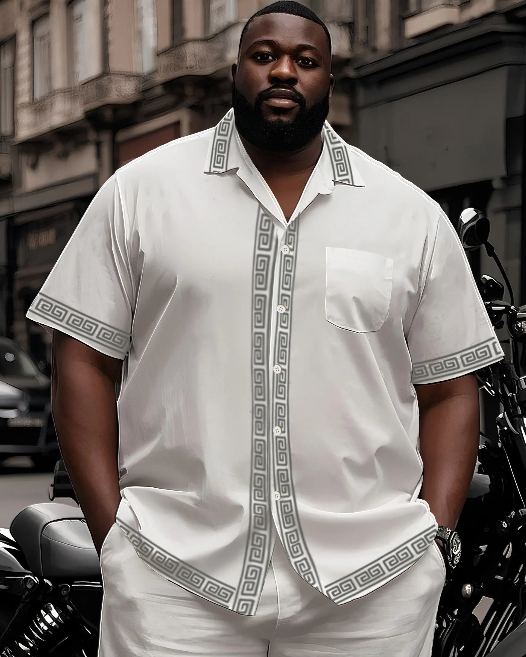 Big & Tall Colorblock T-Shirt Shorts Set for big men view 20