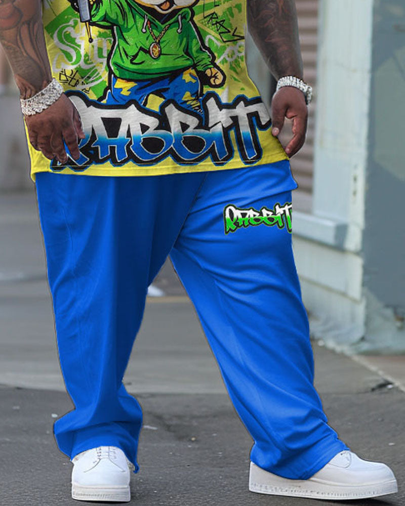 Big & Tall Graphic Graffiti T-Shirt Pants Set for big men view 3