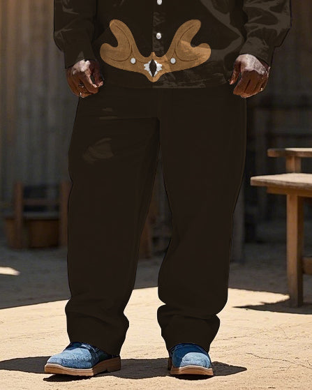 Big & Tall Western Floral T-Shirt Pants Set for big men view 3