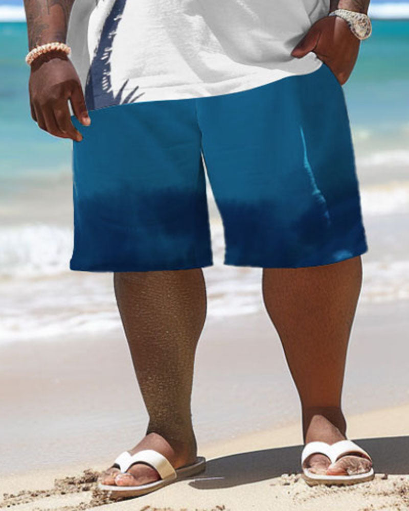 Big & Tall Hawaiian Graphic T-Shirt Shorts Set for big men view 4