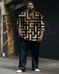 Big & Tall Geometric T-Shirt Pants Set for big men view 1