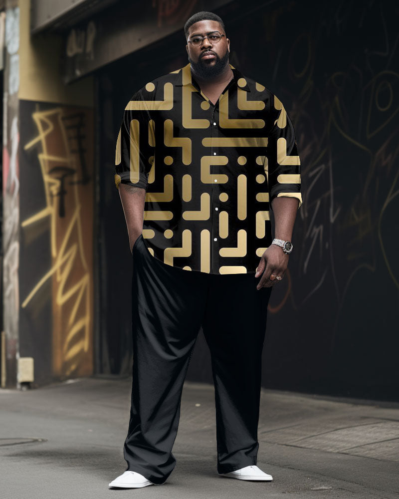 Big & Tall Geometric T-Shirt Pants Set for big men view 1