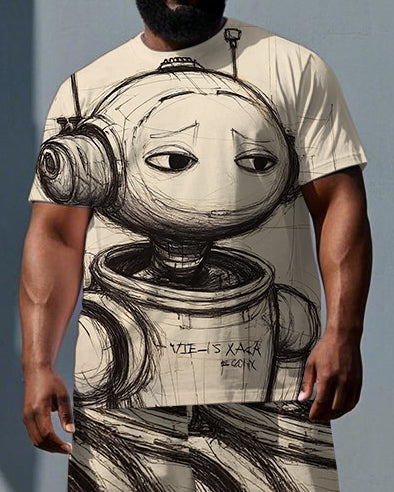 Big & Tall Graphic T-Shirt Shorts Set for big men view 2