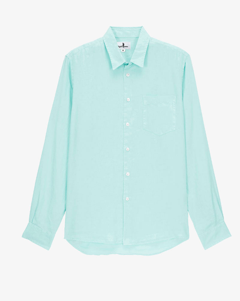 Big & Tall Green Solid Color Long Sleeve Shirt for big men view 1