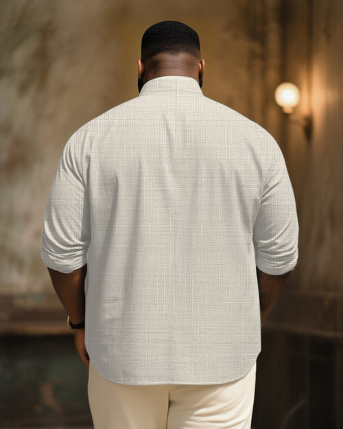 Big & Tall Brown Graphic Patchwork Long Sleeve Shirt for big men view 2