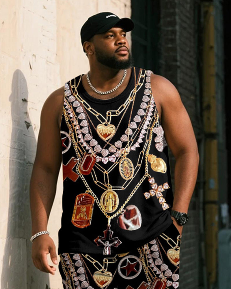 Big & Tall Black Vintage Two-piece Set for big men view 2