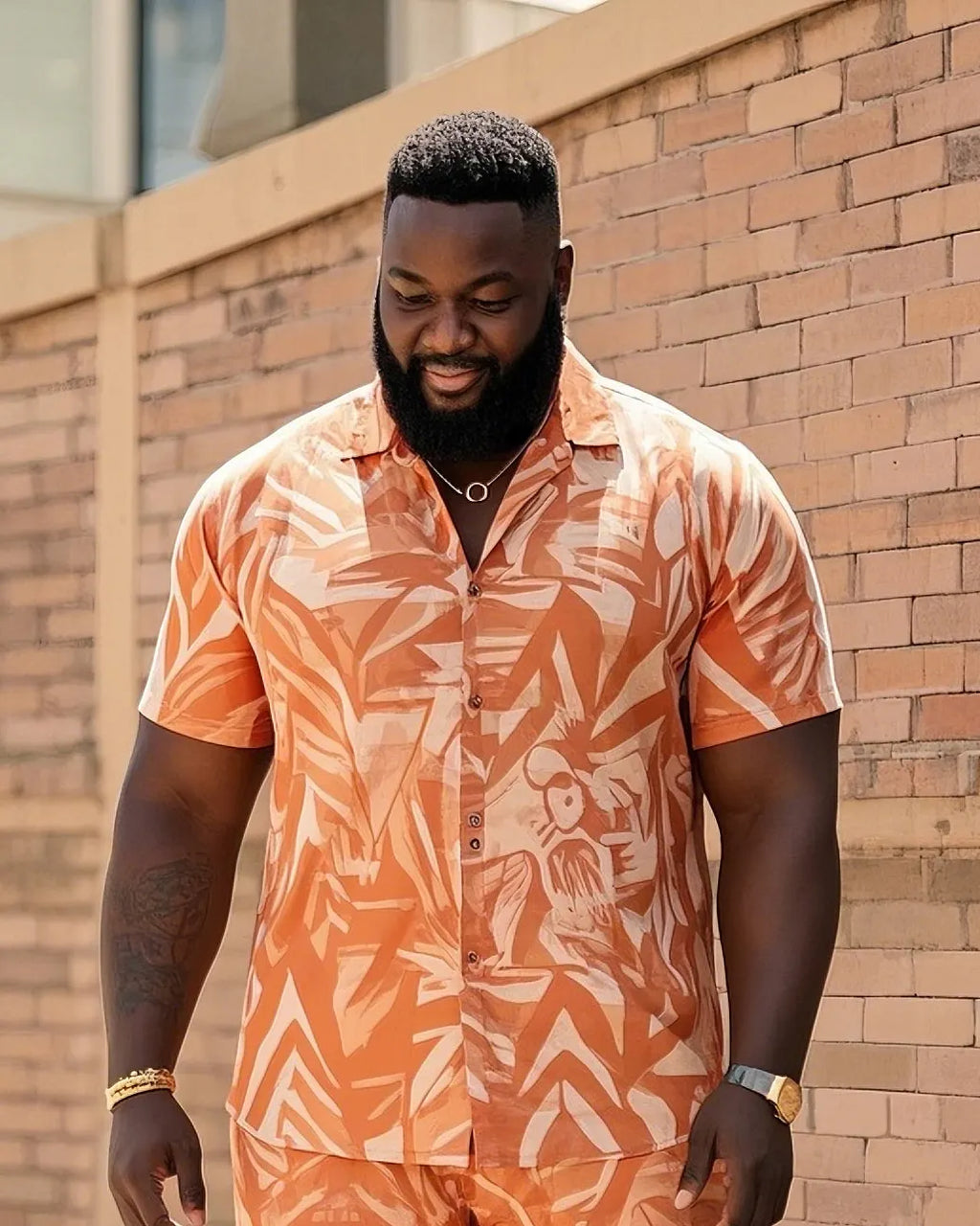 Big & Tall Graphic T-Shirt Shorts Set for big men view 2