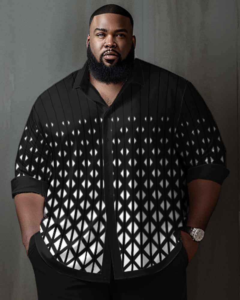 Big & Tall Black Gradient Shirt Pants Set for big men view 6