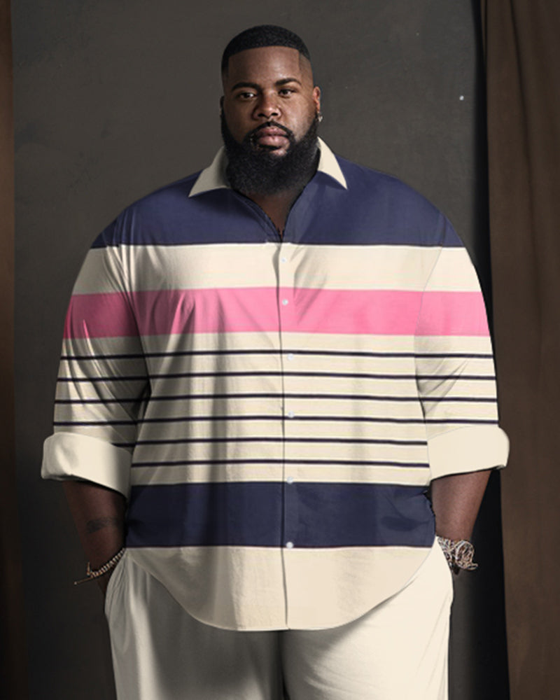 Big & Tall Colorblock Shirt Pants Set for big men view 2