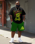Big & Tall Graphic Graffiti T-Shirt Shorts Set for big men view 2