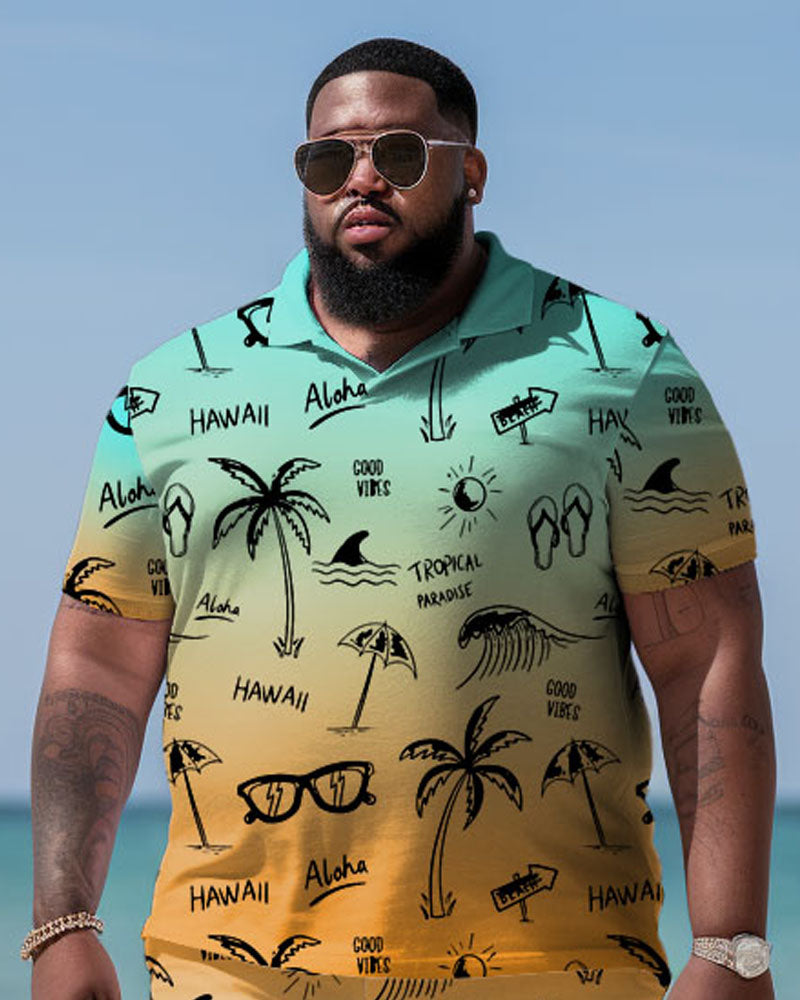 Big & Tall Hawaiian Gradient Jeans for big men view 2