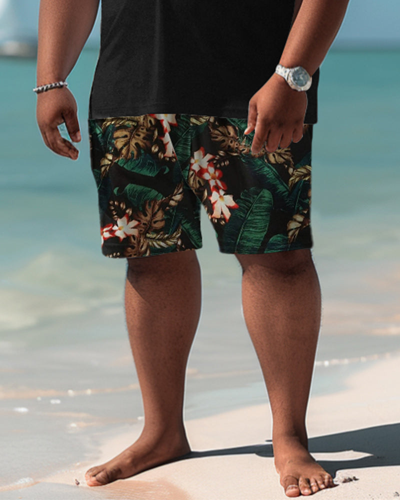 Big & Tall Hawaiian Tropical T-Shirt Shorts Set for big men view 4