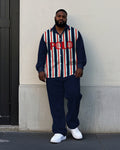 Big & Tall Striped Graphic T-Shirt Pants Set for big men view 1