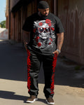 Big & Tall Graphic Floral Skull T-Shirt Pants Set for big men view 1