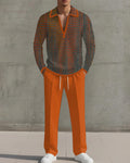 Big & Tall Orange Geometric Graphic Two-piece Set for big men view 1