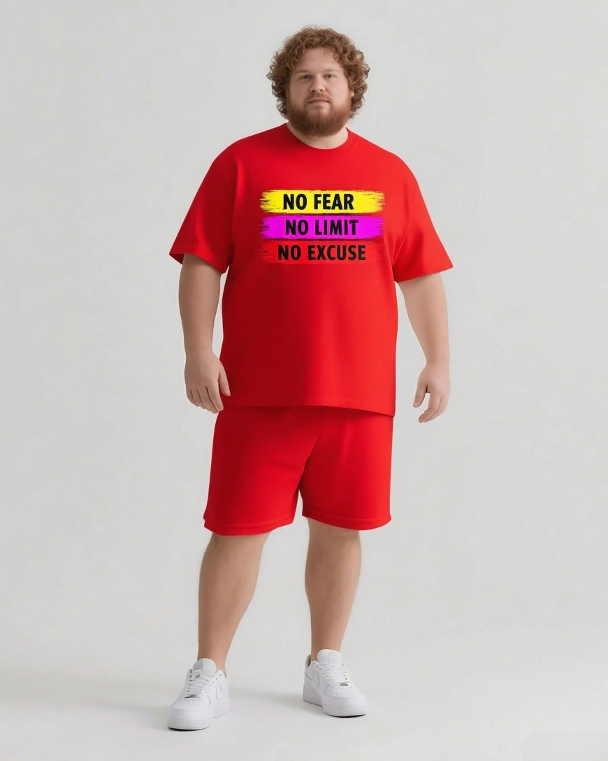 Big & Tall Graphic Streetwear T-Shirt Shorts Set for big men view 7