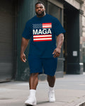 Big & Tall Graphic Streetwear T-Shirt Shorts Set for big men view 1
