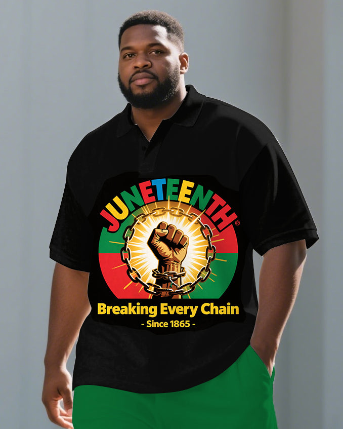 Big & Tall Juneteenth Polo Shorts Set for big men view 2