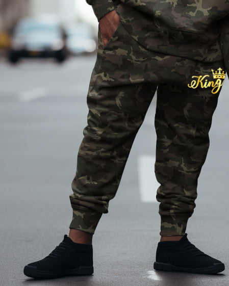 Big & Tall Graphic Camouflage Hoodie Sweatpants Set for big men view 9