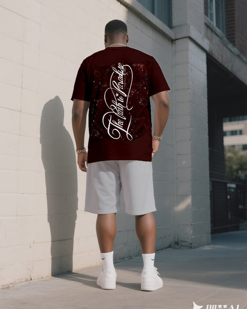 Big & Tall Streetwear T-Shirt Shorts Set for big men view 2