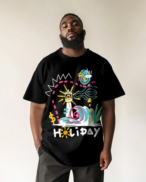 Big & Tall Graphic Graffiti Streetwear T-Shirt for big men