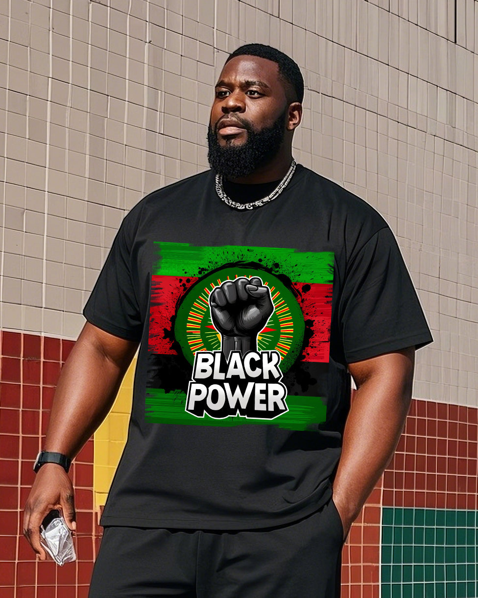 Big & Tall Graphic T-Shirt Shorts Set for big men view 2
