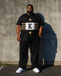 Big & Tall Striped T-Shirt Pants Set for big men view 1