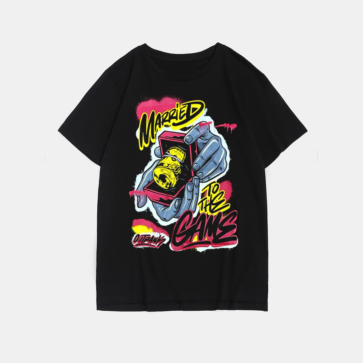 Big & Tall Black Graphic Streetwear T-Shirt for big men view 2