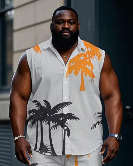 Big & Tall Hawaiian T-Shirt Shorts Set for big men view 2