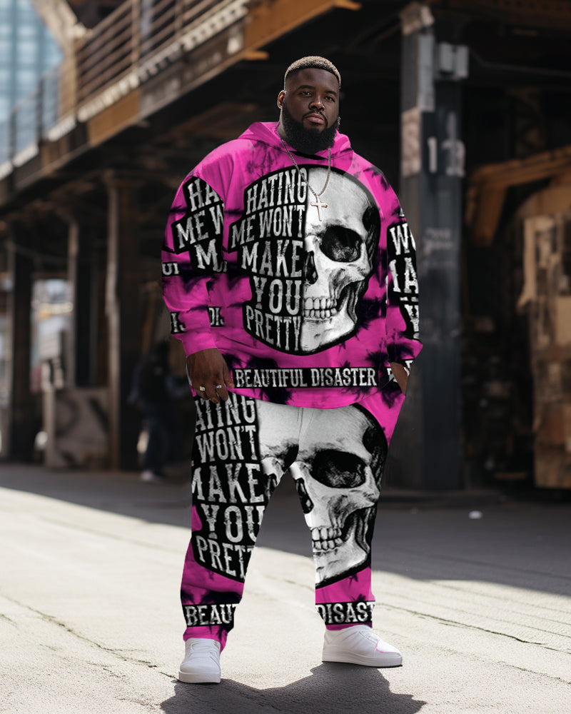 Big & Tall Graffiti Skull Hoodie Sweatpants Set for big men view 1