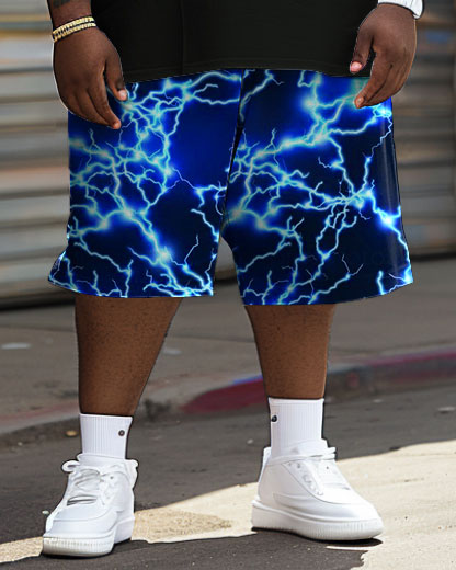 Big & Tall Graphic Streetwear T-Shirt Shorts Set for big men view 3