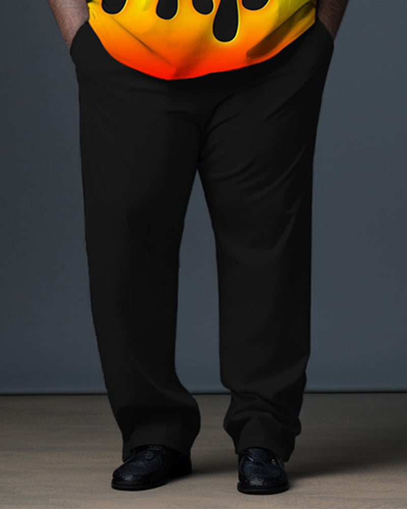 Big & Tall Black Gradient Polo Pants Set for big men view 3