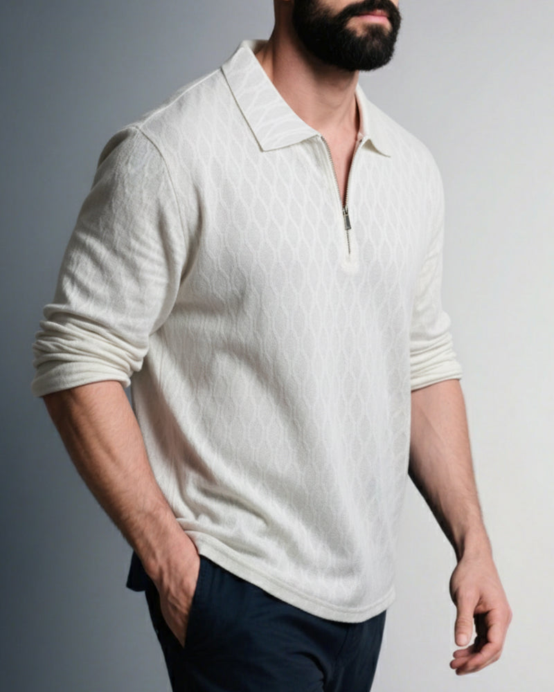Big & Tall White Patchwork Polo Shirt for big men view 4