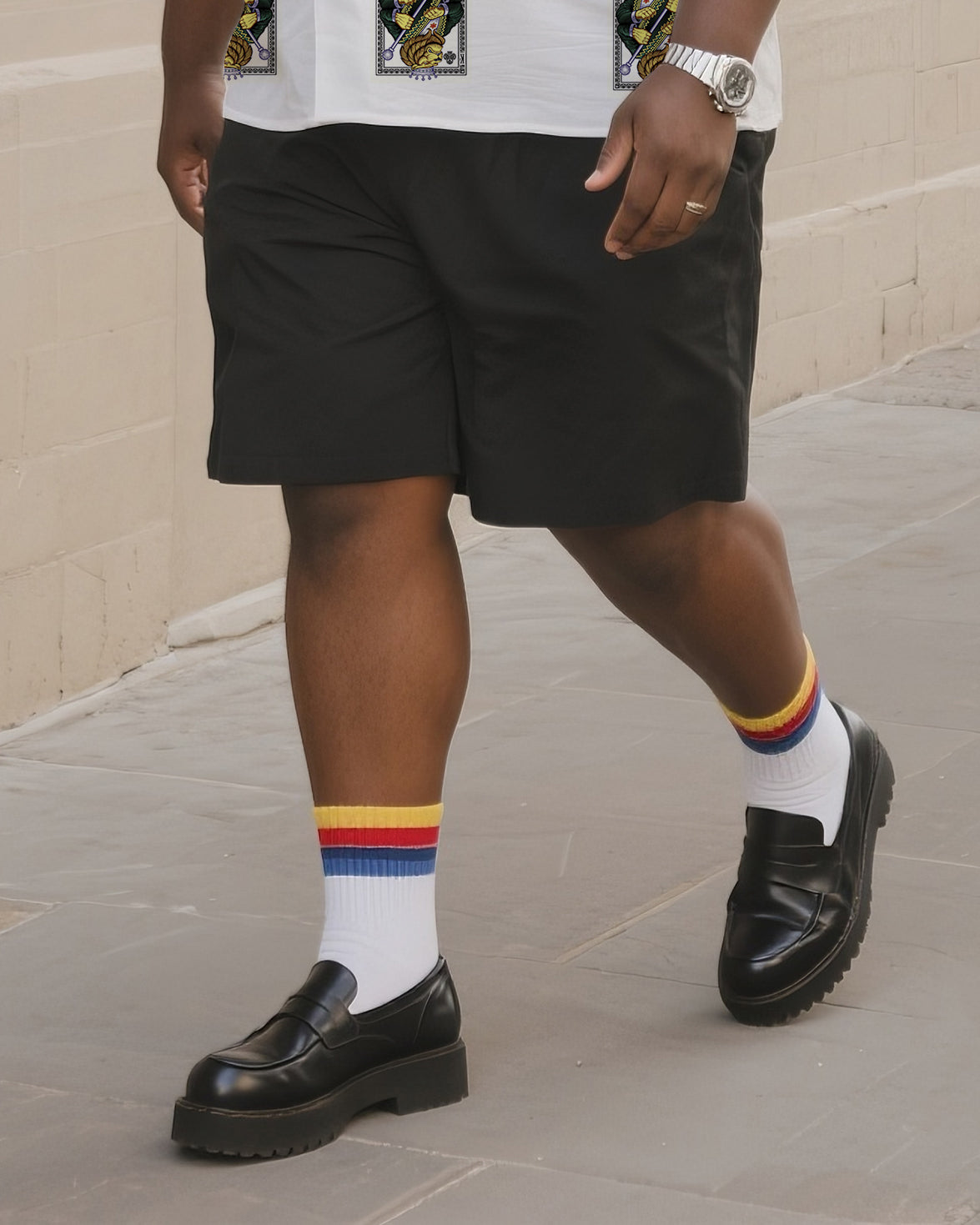 Big & Tall Graphic T-Shirt Shorts Set for big men view 3