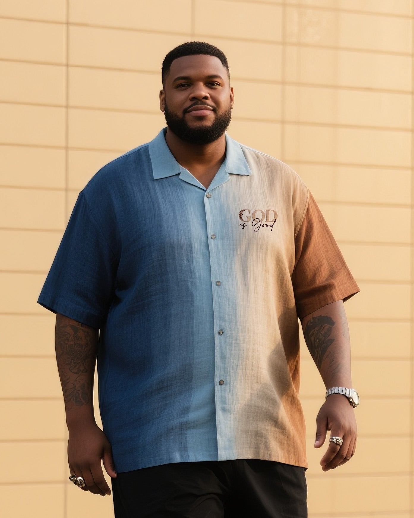 Big & Tall Gradient T-Shirt Shorts Set for big men view 2