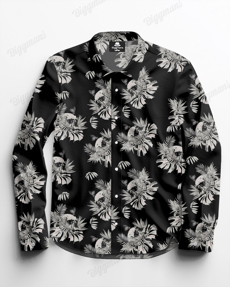 Big & Tall Skull Long Sleeve Shirt for big men view 2