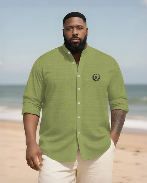 Big & Tall Graphic Patchwork Long Sleeve Shirt for big men view 2